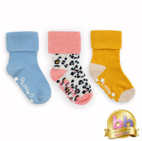 Non-Slip Stay On Baby and Toddler Socks - 3 Pack in Blake, Mustard & Blue