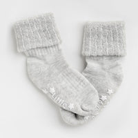 Cosy Stay On Winter Warm Non Slip Baby Socks in Cloud Grey - 0-3 years