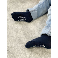 Non-Slip Stay on Baby and Toddler Socks - 5 Pack in Navy, Wide Stripe & White