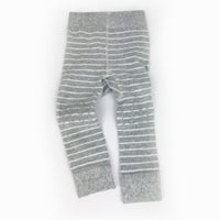 Baby Leggings with non-Slip Knees - Grey + White Stripe Footless tights