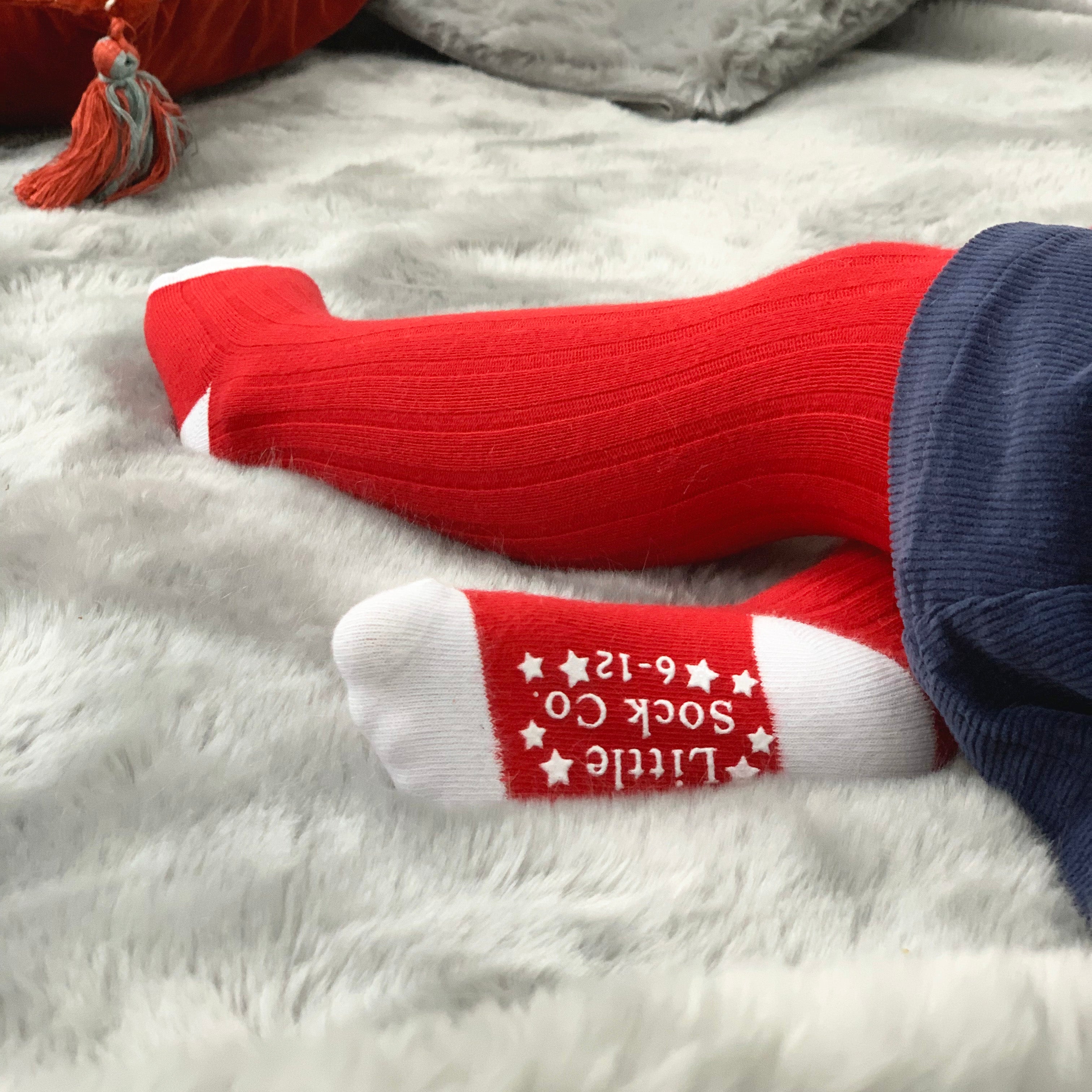 Non Slip Super Soft Ribbed Baby and Toddler Tights in Red The