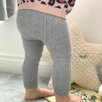 Cable Knit Baby and Toddler Leggings / Footless Tights - Grey Marl