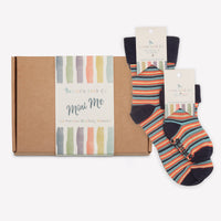 Mini Me Matching Adult and Child Family Socks Gift Set in Smarty Stripe - The Perfect Birthday or Father’s Day Gift