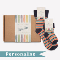 Personalised Mini Me Matching Sock Gift Set in Smarty Stripe - The Perfect Personalised Birthday or Father's Day Gift