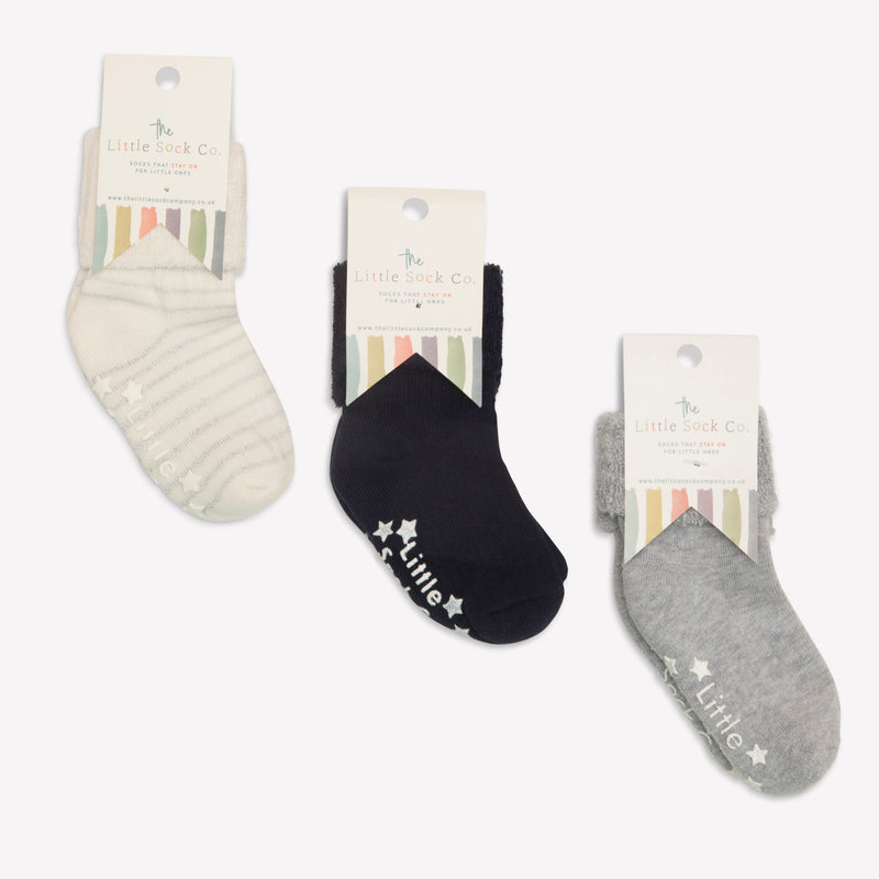 Gift Box of Socks - 3 Pairs of Cosy Non-Slip Stay-on Socks