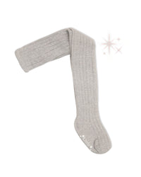 Non-Slip Ribbed Baby & Toddler Party Tights | Silver Sparkle