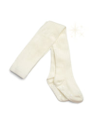 Girls’ Cream Pearlescent Non-Slip Party Tights | Ages 1–4 years