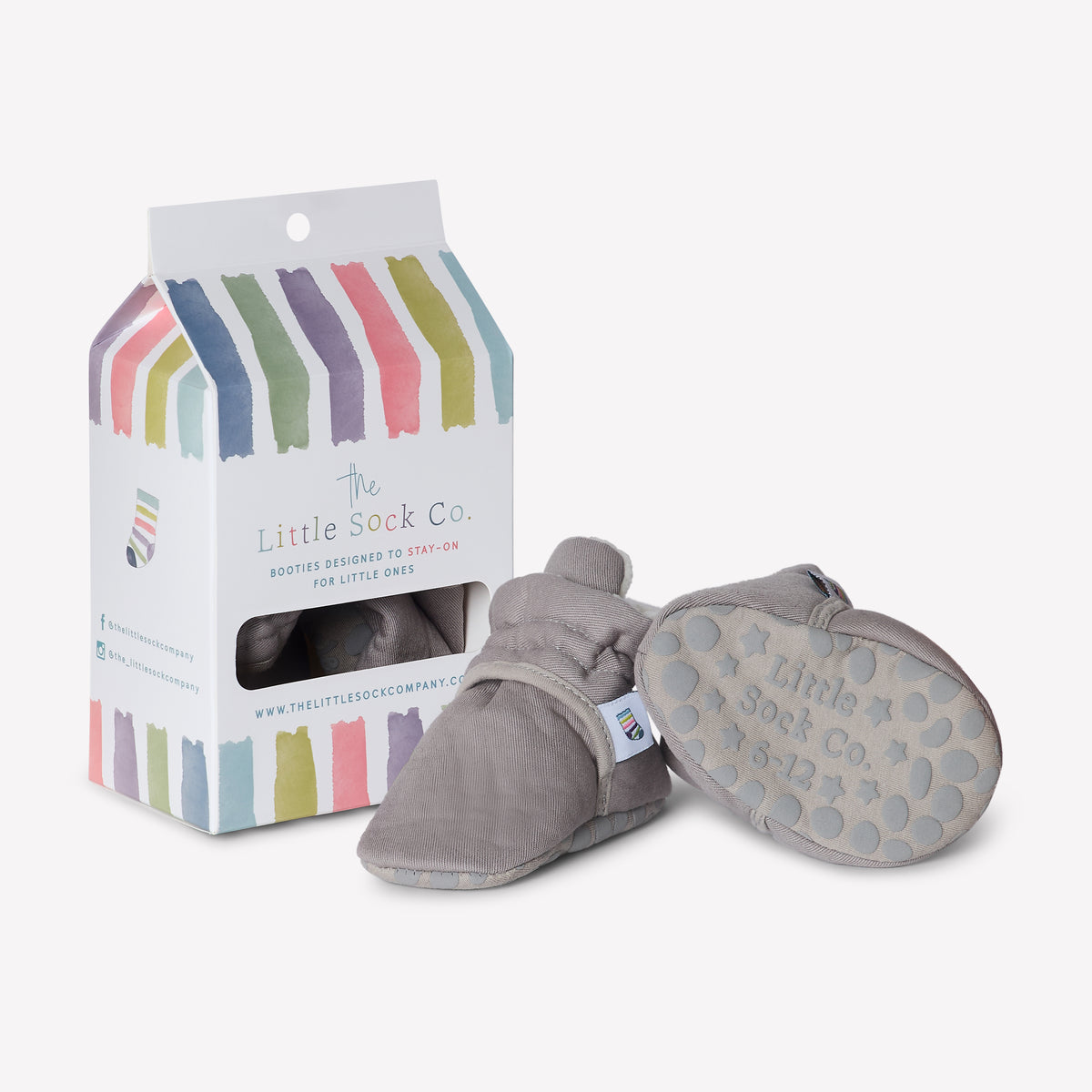 Stay-on, Non-Slip Booties - Pebble Linen - Perfect pram Slipper and Baby Carrier boot