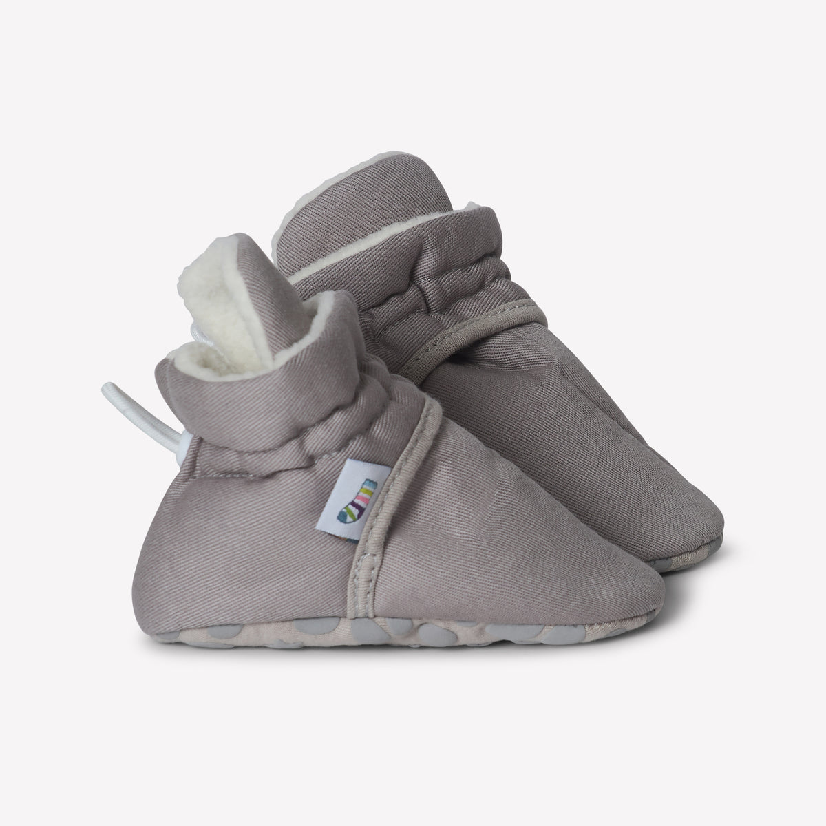 Stay-on, Non-Slip Booties - Pebble Linen - Perfect pram Slipper and Baby Carrier boot