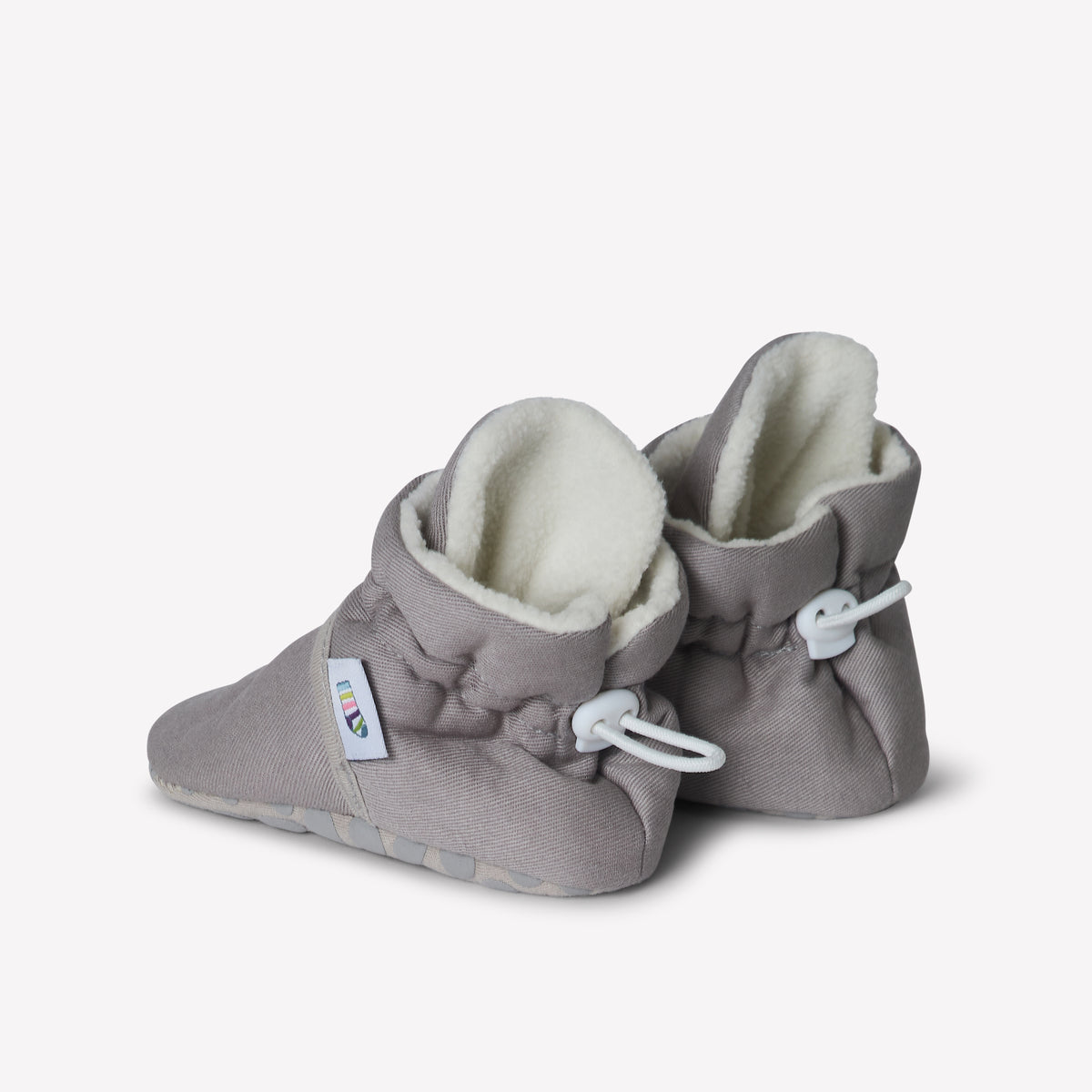 Stay-on, Non-Slip Booties - Pebble Linen - Perfect pram Slipper and Baby Carrier boot