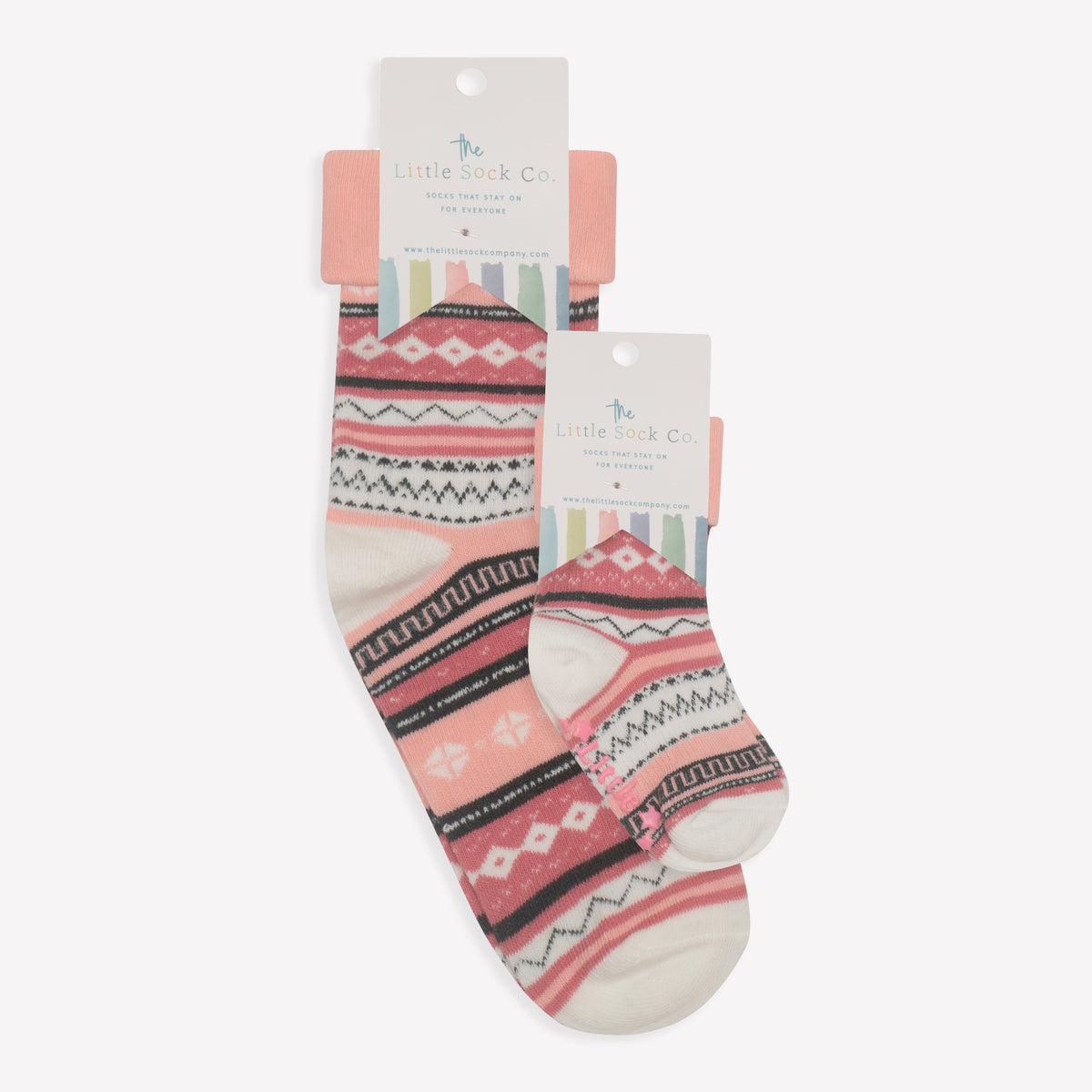 Mini Me Matching Adult and Child Family Socks Gift Set in Pink Nordic - The Perfect Christmas Gift