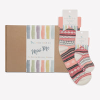 Mini Me Matching Adult and Child Family Socks Gift Set in Pink Nordic - The Perfect Christmas Gift