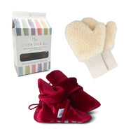 Cosy Borg Stay-On Booties & Mittens Bundle | Lumi Mittens + Crimson Velvet Booties