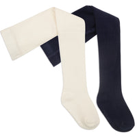 Non-Slip, Cable Knit Tights 2 pack | Navy + Cream