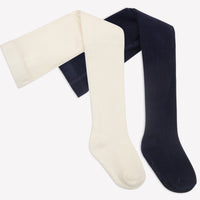 Non-Slip, Cable Knit Tights 2 pack in Navy & Cream