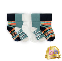 Non-Slip Stay on Baby and Toddler Socks - 5 Pack in Billy Stripe & Blues