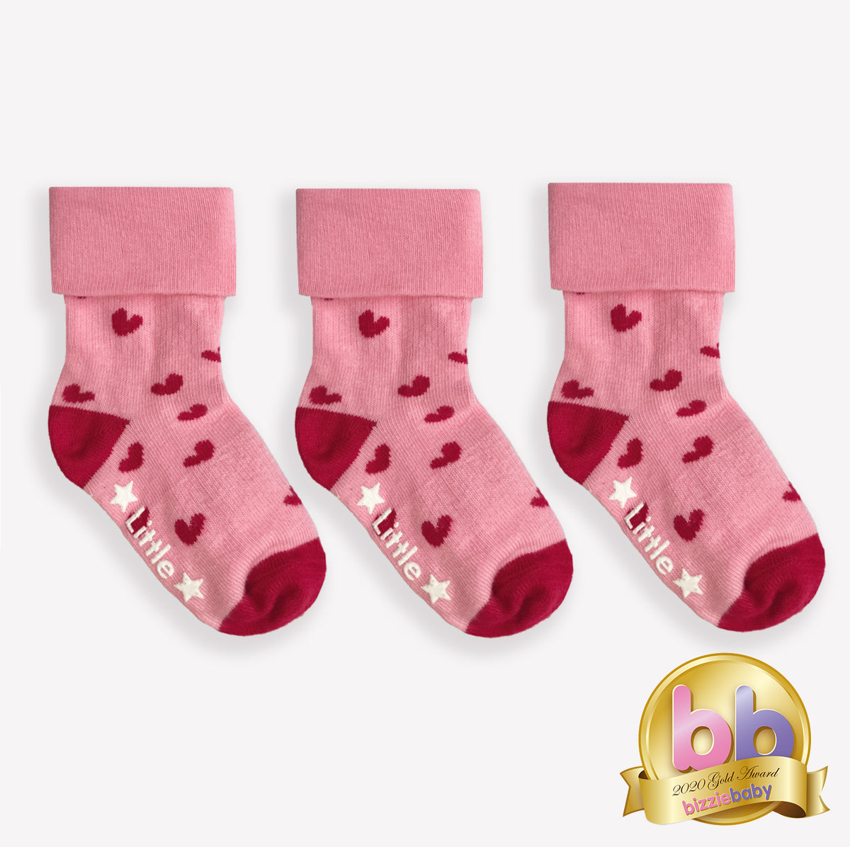 Non-Slip Stay on Baby and Toddler Socks - 3 Pack in Amore