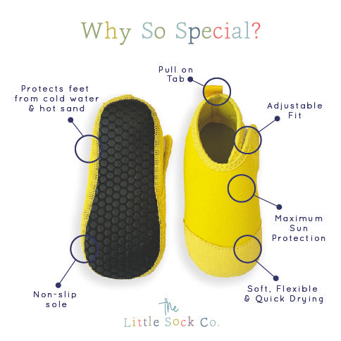 Toddler Aqua Socks - The Ultimate Soft Swim Shoe for the Pool & Beach - Sunny