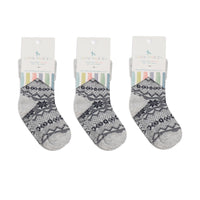 OUTLET - SMALLER FIT - Non-Slip + Stay On Baby and Toddler Socks - 3 Pack in Arctica
