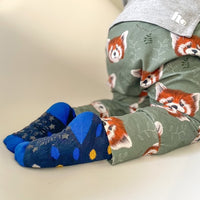 Non-Slip Stay On Baby and Toddler Socks - 3 Pack in Navy Mustard Spot
