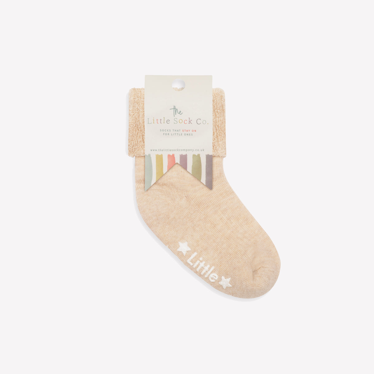 Cosy Stay On Winter Warm Non Slip Socks - 3 Pack in Biscuit