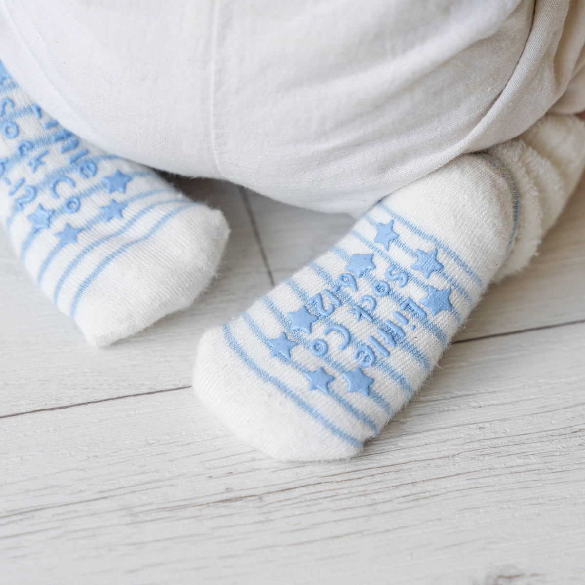 Cosy Stay-on Non-Slip Baby Socks - Blue + Matcha 3 Pack