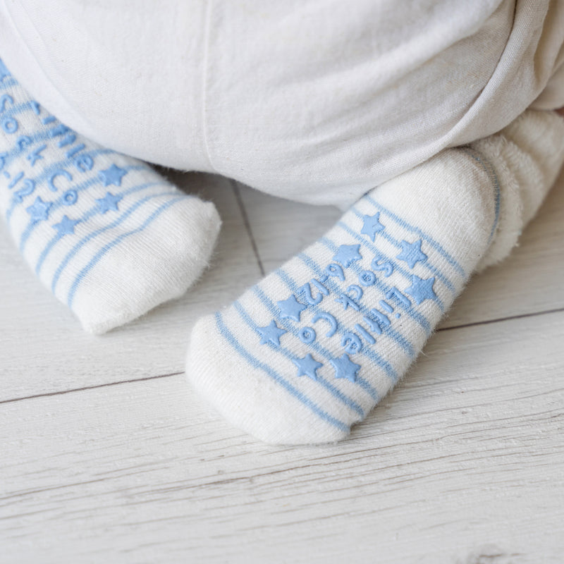Cosy Stay-on Non-Slip Baby Socks - Blue + Navy 3 Pack