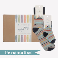 Personalised Mini Me Matching Adults and Child Family Socks Gift Set in Bobby Stripe - The Perfect Birthday or Fathers Day Gift