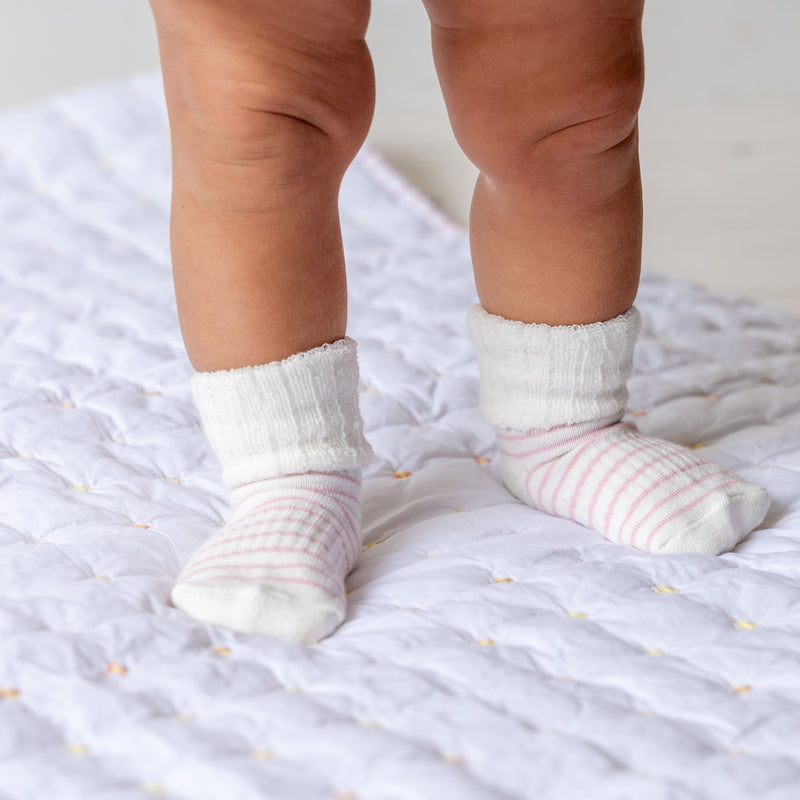 Cosy Stay-On, Non-Slip Baby Socks - Camellia Stripe