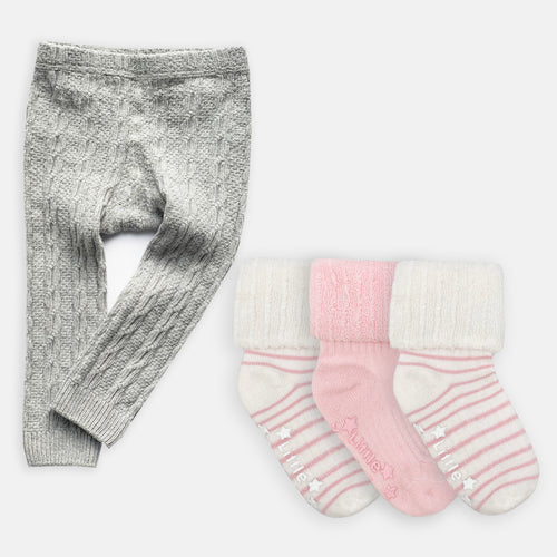 Cable Knit Leggings / Footless Tights The Little Sock Company