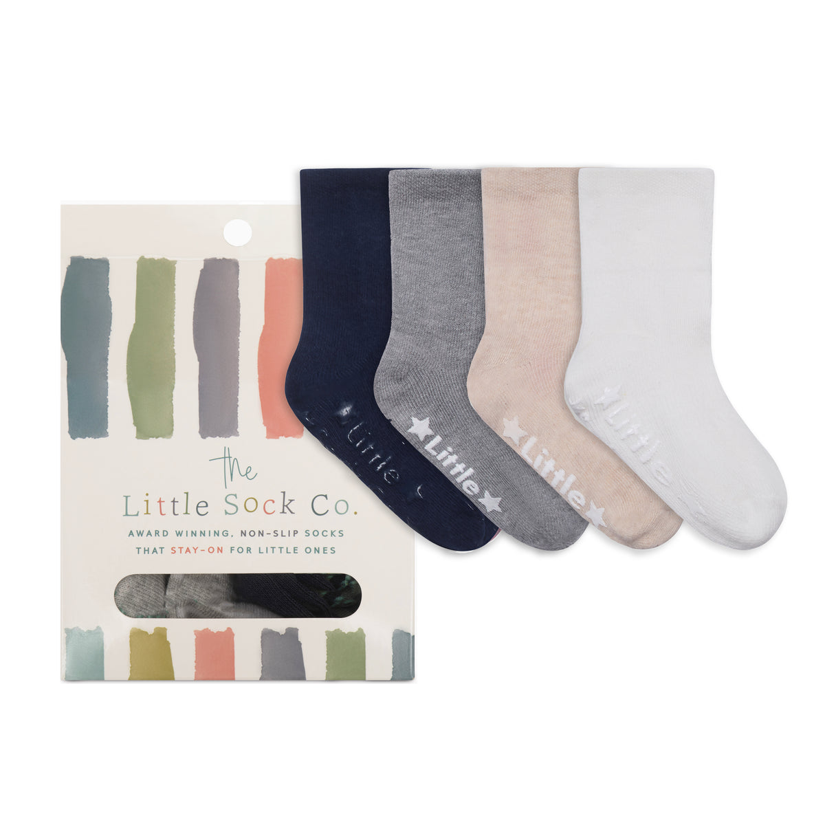 Gift Box of Socks - 4 Pairs of Classic Non-Slip Stay-on Socks