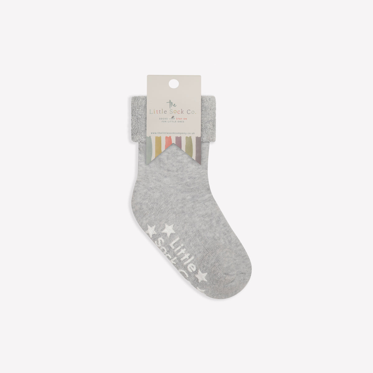 Cosy Stay On Winter Warm Non Slip Baby Socks in Sky Grey