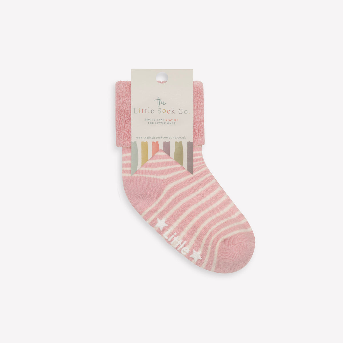 Cosy Stay On Winter Warm Non Slip Baby Socks in Rose & White