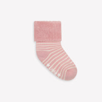 Cosy Stay On Winter Warm Non Slip Baby Socks in Rose & White