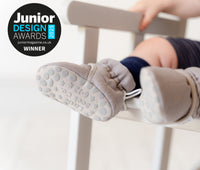 Stay-on, Non-Slip Booties - Pebble Linen - Perfect pram Slipper and Baby Carrier boot
