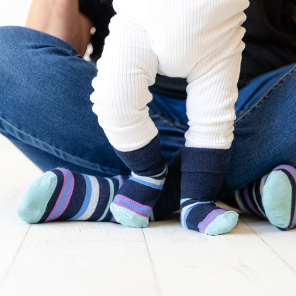 Mini Me Matching Sock Gift Set in Sydney Stripe - The Perfect Gift for Birthday's, Mother's Day or Father's Day
