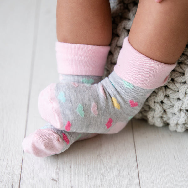 Personalised set of Multi-award winning Non-Slip Stay on Baby and Toddler Socks - Pink Mix - 0-3 years
