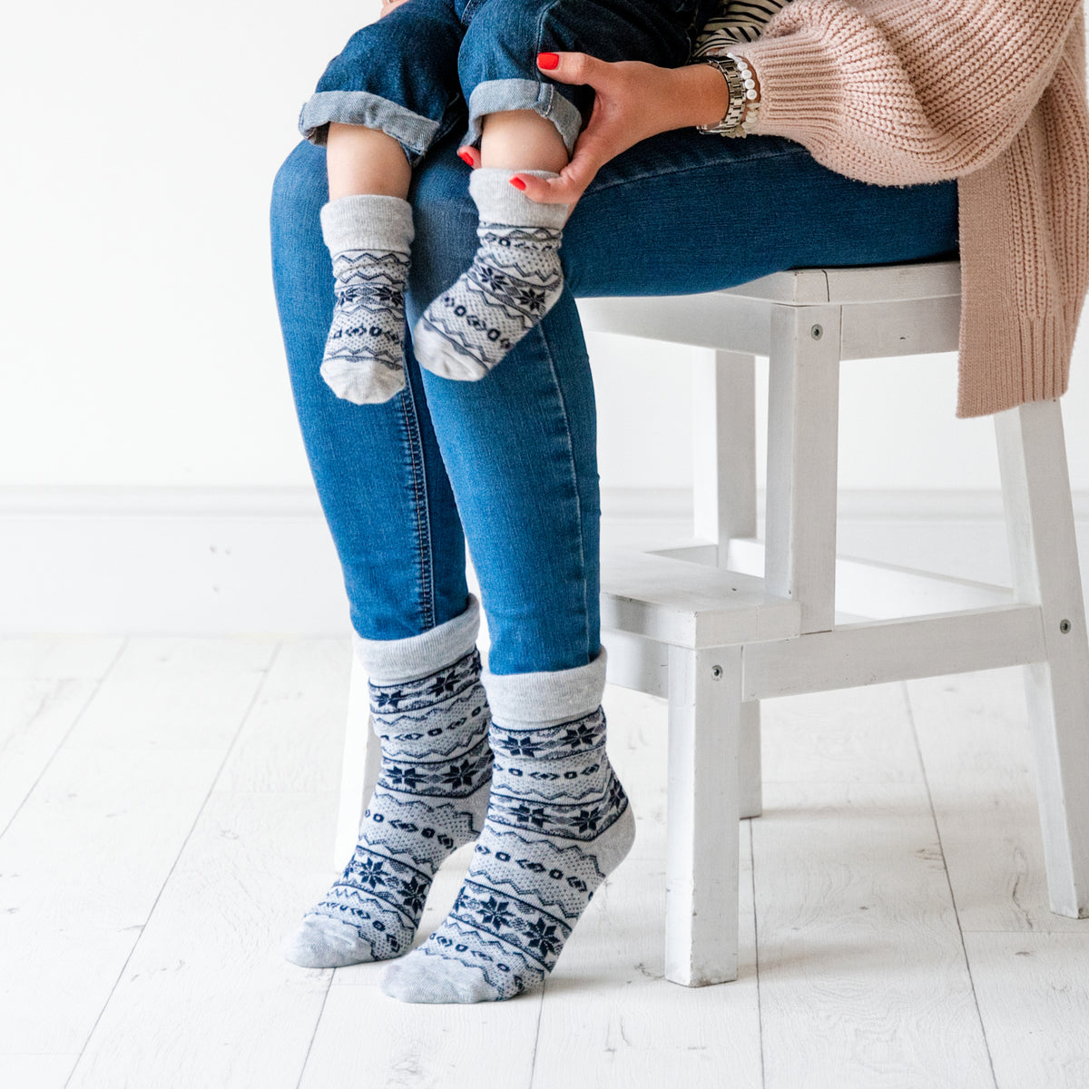 Mini Me Matching Adult and Child Family Socks Gift Set in Arctica - The Perfect Christmas Gift