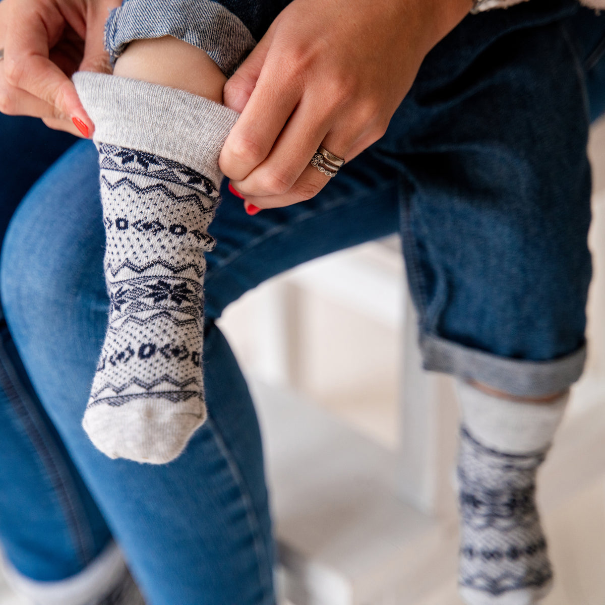 Christmas Bundle of Navy Stay-on, Non-Slip Booties & Arctica Non-slip Stay-on Socks