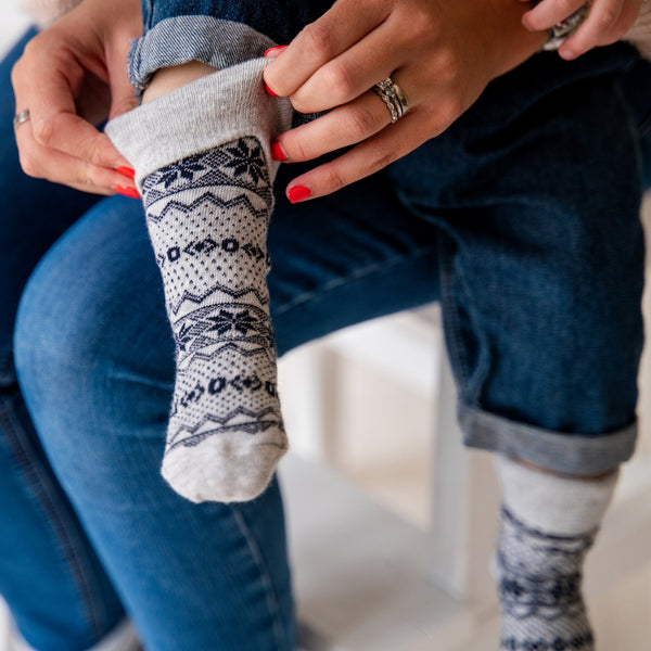 OUTLET - SMALLER FIT - Non-Slip + Stay On Baby and Toddler Socks - 3 Pack in Arctica