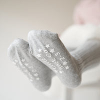 Non-Slip Super Soft Ribbed Baby and Toddler Tights in Silver Sparkle Grey - Perfect for Parties