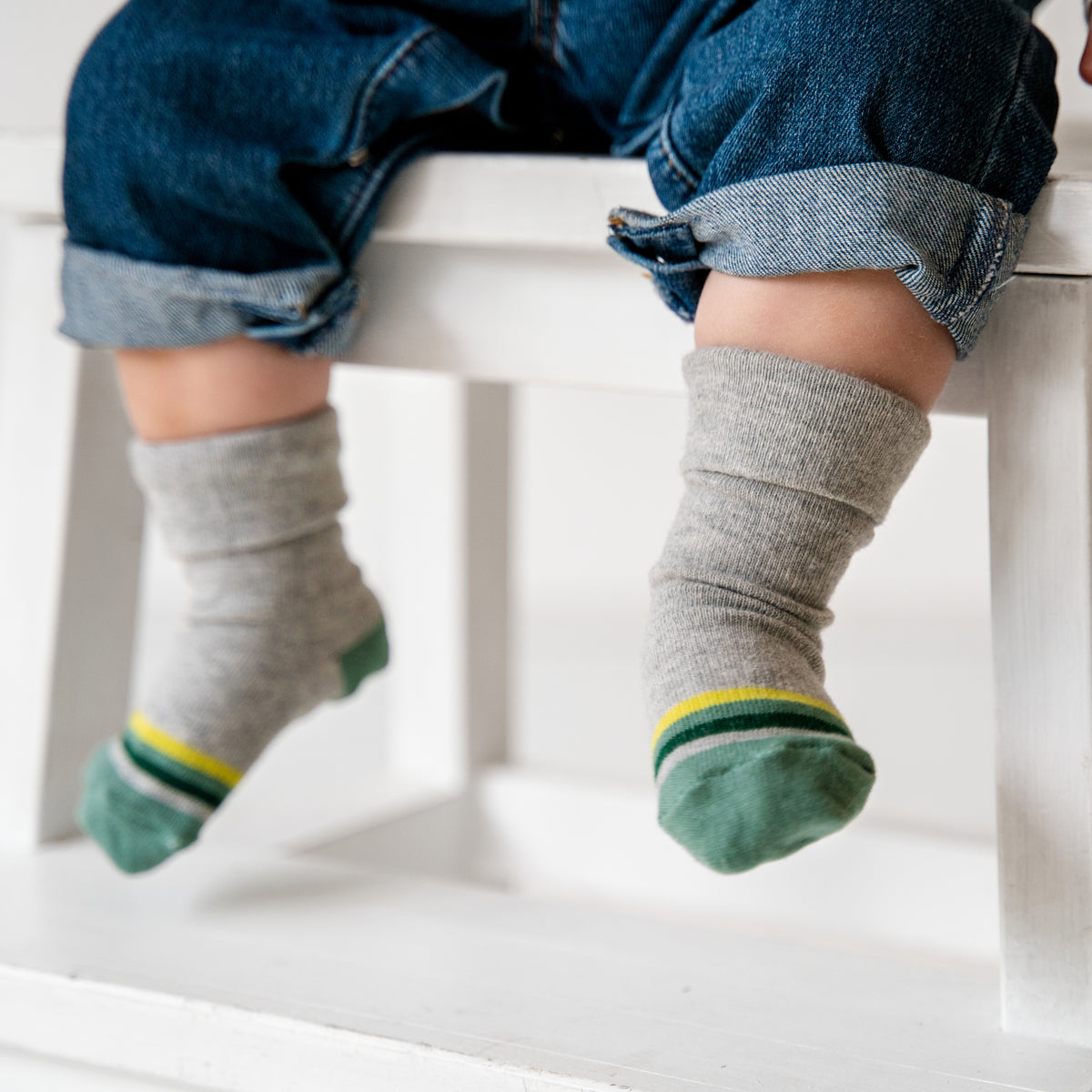 Non-Slip Stay-on Baby + Toddler Socks in Benedict