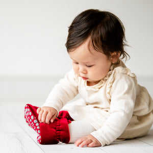 Stay-on Booties + Non-slip Tights Bundle | Crimson Red