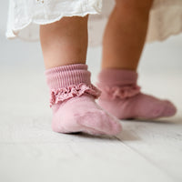 Frilly Non-Slip Stay-On Baby and Toddler Socks - Orchid