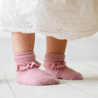 Frilly Non-Slip Stay-On Baby and Toddler Socks - Orchid