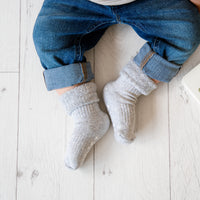 Cosy Stay On Winter Warm Non Slip Socks - 3 Pack in Pink Stripe & Grey