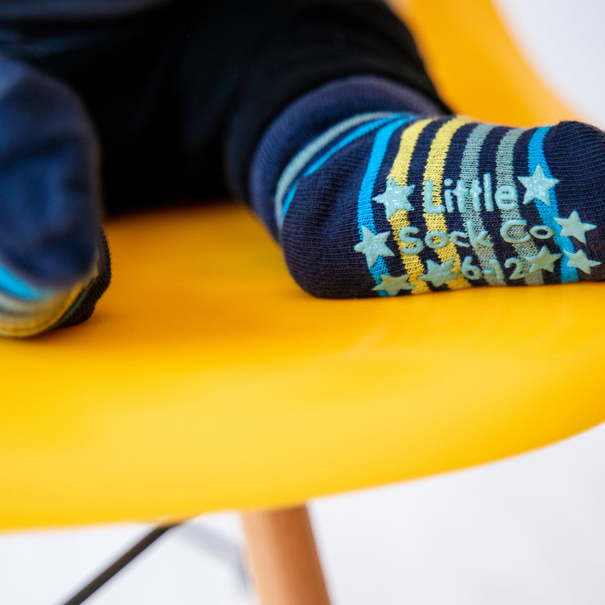 Non-Slip Stay-on Baby & Toddler Socks in Samuel Stripe