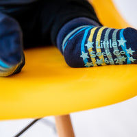 Non-Slip Stay-on Baby or Toddler Socks in Samuel Stripe