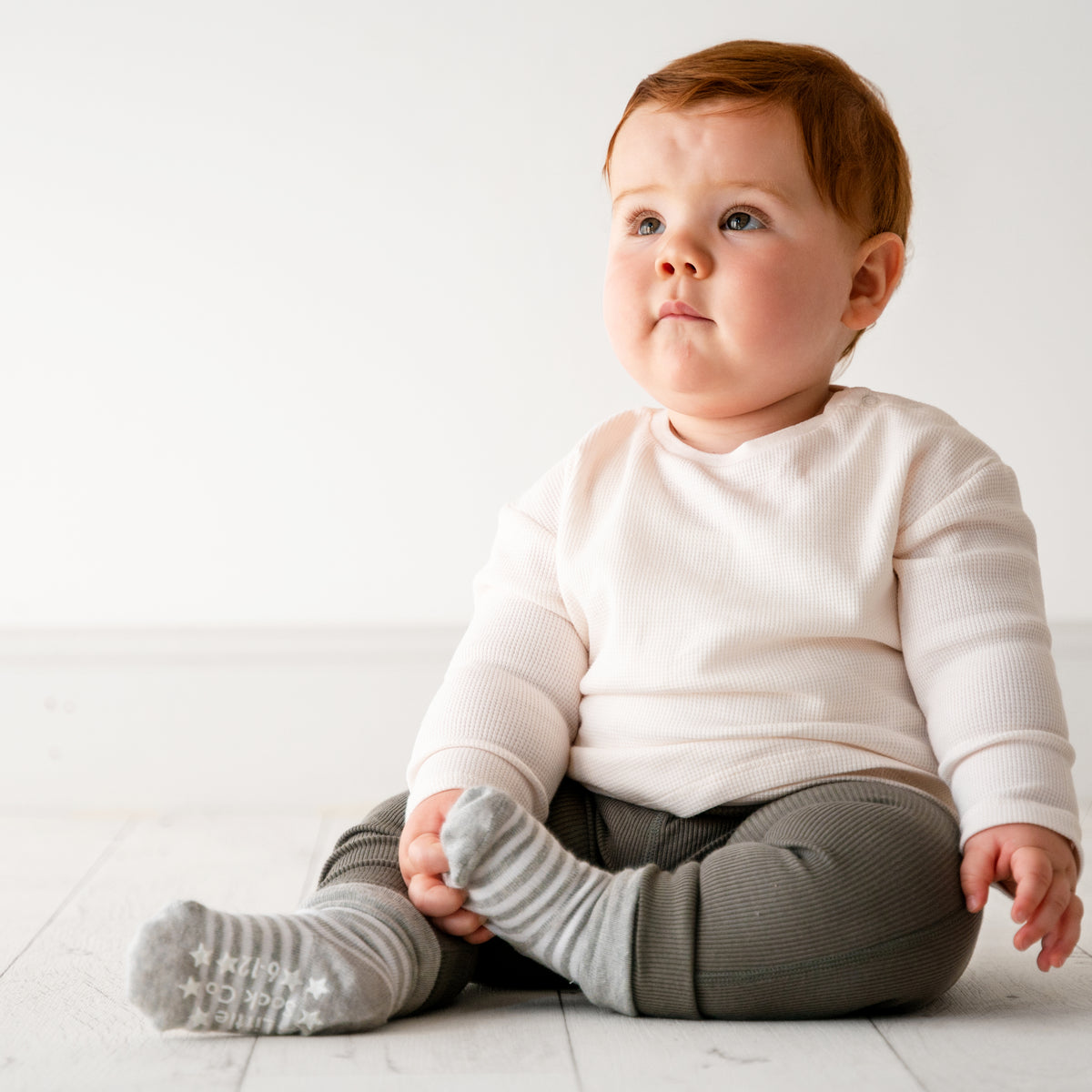 Non-Slip Stay-on Baby & Toddler Socks - 5 Pack in Animal, Stripe + White