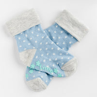 Non-Slip Stay On Baby and Toddler Socks - 3 Pack in Light Blue Pin Dot